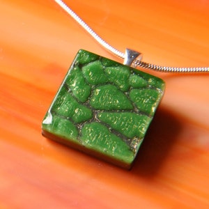 Handmade Dichroic Fused Glass Pendant with Necklace