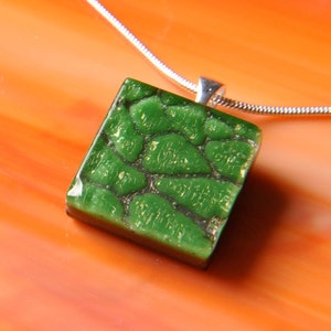 Handmade Dichroic Fused Glass Pendant with Necklace image 1