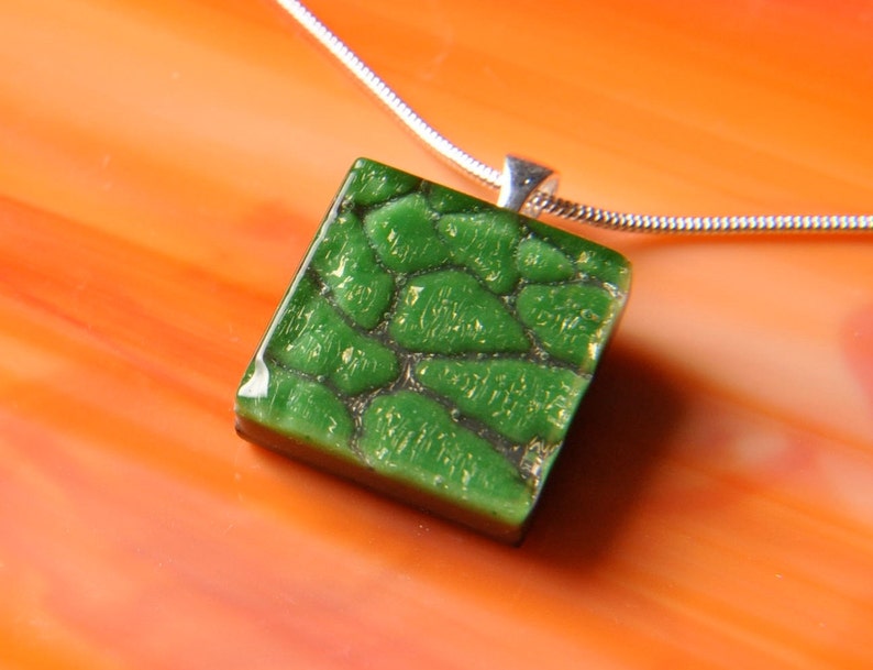 Handmade Dichroic Fused Glass Pendant with Necklace image 1
