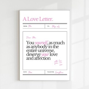 You Devere Love Zitat Druck, Liebesbrief Poster, Selbstliebe Wandkunst, Affirmation, Positivität, motivierende Dekoration *nur digitaler Download*