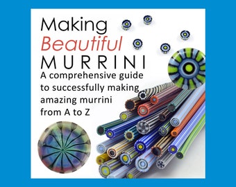 Tutorial - MAKING MURRINI Lampwork eBook - 50 Pgs/100 Color Photos - Create beautiful striped, multi-layered, concentric circle style cane