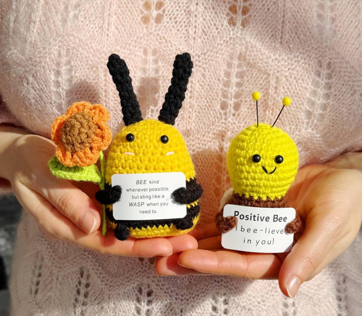 Emotional Support Crochet Bee Plush - Handmade Gift With Thank You Card For Women, Friends, Coworkers - View #12