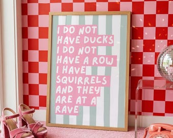 Ducks In A Row Print, Retro Quote Wall Art, Funny Quote print, Retro Poster, Swearing Print Modern Home Art Trendy