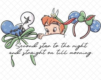 Magical Lost Boy PNG Doodle: Peter Pan, Tinkerbell (Digital Paper)