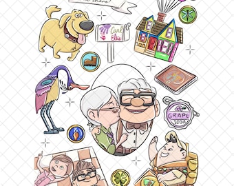 UP! Adventure PNG Doodle: Magical Kingdom Digital Paper (12x12 inches)