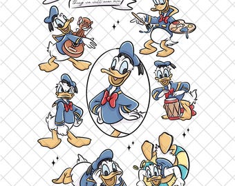 Magical Donald Duck Mickey PNG Doodle: Cartoon Kingdom Digital Paper (12x12 inches)