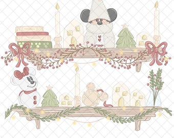 Christmas Mickey Shelf PNG, Magical Kingdom Doodle (Digital Printable File)