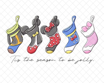Christmas Mickey Stocking PNG Doodle: Sublimation Design (Digital Download)