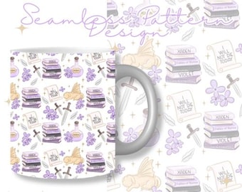 Fantasy Dragon Seamless Pattern : Print and Cut. Romantasy Reader PNG Design (Digital Download)