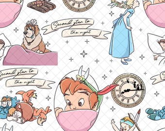 Peter Pan Seamless Pattern: Neverland Lost Boys Digital Paper (PNG File)