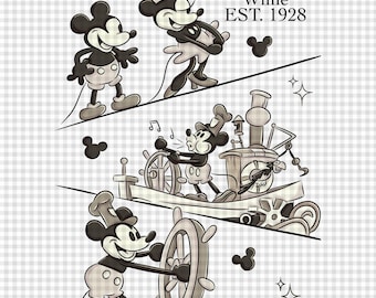 Magisk mus Ångbåten Willie PNG: Tecknad klotter, sublimeringsdesign (digital nedladdning 12x12 tum)