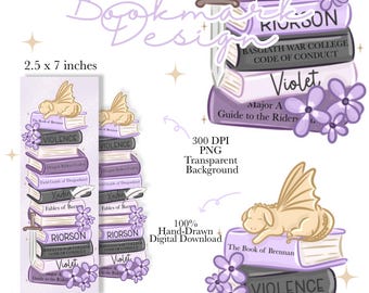 Fantasy Dragon Bookmarks: Romantasy Reader PNG Design (Digital Download)