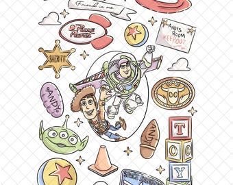 Magical Toys PNG Doodle: Cartoon Kingdom Digital Paper (12x12 inches)