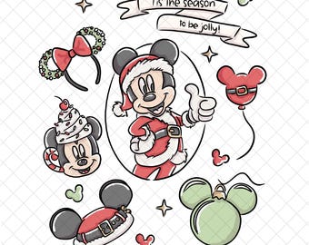 Magical Mouse Christmas PNG Doodle: Cartoon Sublimation Design (Digital Download 12x12 inches)