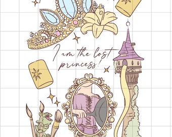 Princess Rapunzel Doodle PNG: Magical Kingdom Design (Digital Download)