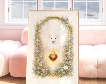 Fireheart, Stag, Fan Art, Wall Art Print, Home, Office, Bookish, Bookstagram, Booktok