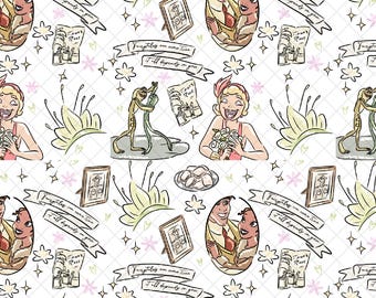 Princess Tia Seamless Pattern: Magical Kingdom Digital Paper (12x12 inches PNG File)