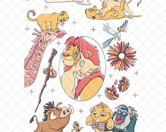 King Of The Jungle PNG Doodle: King, Lion Cartoon, Digital Paper (12x12 inches)