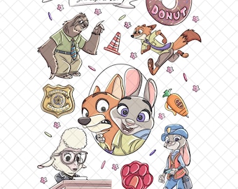 Zootopia PNG Doodle: Judy Hopps, Nick Wilde (Digital Paper)