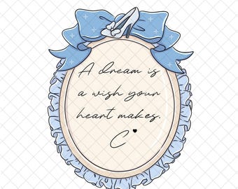 Cinderella Doodle Zitat PNG: Sublimationsdesign von Coquette Magical Kingdom (Digitaler Download 30x30 cm)