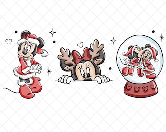 Minnie Kerst PNG: Magisch Koninkrijk Sublimatie Ontwerp (Digitale Download)