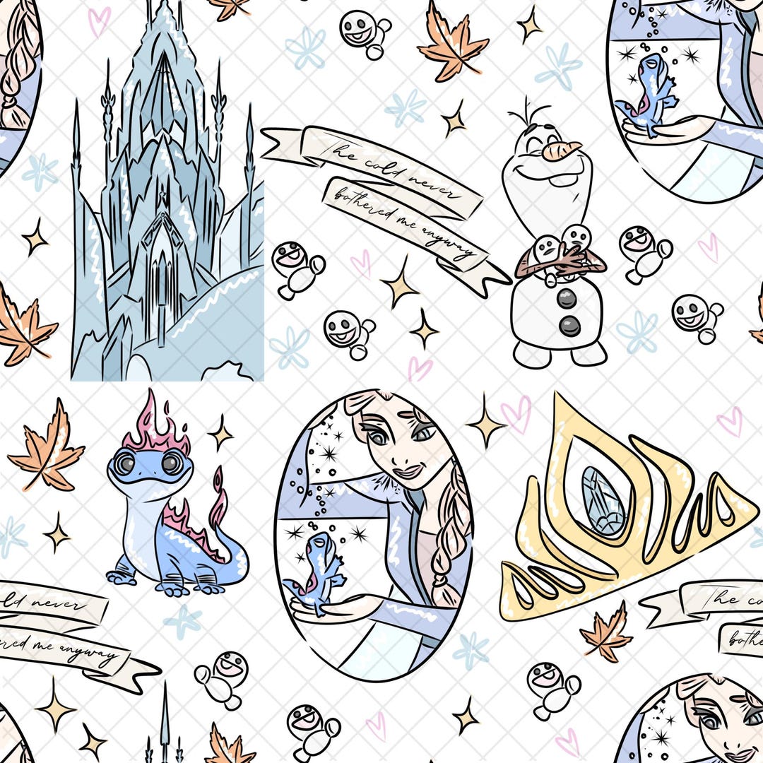 Elsa Magic Patterns Elsa Transparent Seamless Pattern: Princess Doodle Digital Paper (12x12 ...