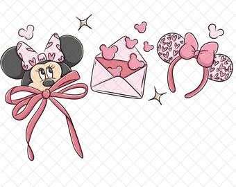 Magical Minnie Mouse ValentinesPNG Doodle: Sublimation Design (Digital Download 12x12 inches)