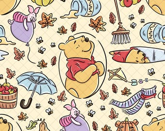 Fall Thanksgiving Seamless Pattern: Winnie Yellow Doodle Digital Paper (PNG File)