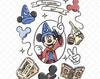 Magical Mouse Sorcerer PNG: Cartoon Doodle, Sublimation Design (Digital Download 12x12 inches)