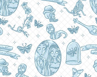 Dead Bride Seamless Pattern, Halloween Digital Paper (PNG)