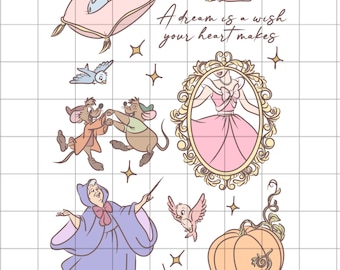 Princess Cinderella Doodle PNG: Magical Kingdom Design (Digital Download)