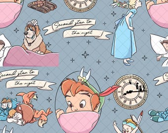 Patrón sin costuras de Peter Pan: Papel digital de los Niños Perdidos de Nunca Jamás (archivo PNG)