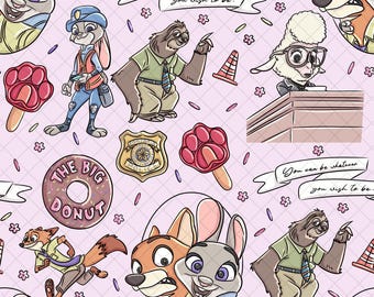 Zootopia Zootropolis Lilac Sorcerer Seamless Pattern: Magical Kingdom Digital Paper (PNG File)