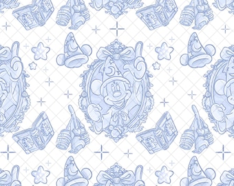 Magical Kingdom Seamless Pattern: Sorcerer Christmas Doodle (Digital Paper, 12x12 PNG File)
