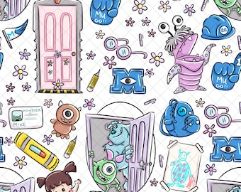 Monsters University Seamless Pattern: Sorcerer Doodle Digital Paper (PNG File)