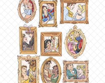 Marco mágico de princesa para San Valentín, contorno negro PNG: Dibujo animado, diseño para sublimación