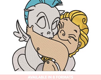 Hercules Pegasus Embroidery Design: Magical Cartoon Doodle (Instant Download)