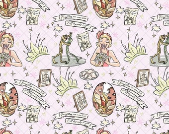 Padrão sem emenda da Princesa Tia Lilás: Papel Digital Magical Kingdom (arquivo PNG, 12x12 polegadas)