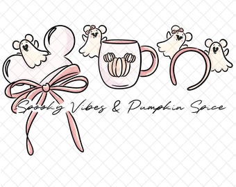 Pumpkin Spice PNG Doodle: Spooky Vibes Digital Paper (12x12 inches)