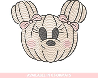 Pumpkin Mouse Embroidery File, Doodle Cartoon Design (Instant Download)