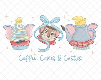 Dumbo Mouse PNG Doodle: Castles Magical Kingdom Sublimation Design (Digital Download 12x12 inches)