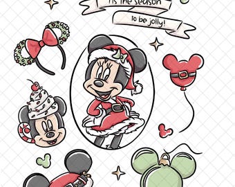 Magical Mouse Christmas PNG Doodle: Cartoon Sublimation Design (Digital Download 12x12 inches)