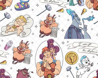 Hercules Megara Transparentes nahtloses Muster: Magisches Königreich Digitales Papier (PNG-Datei)