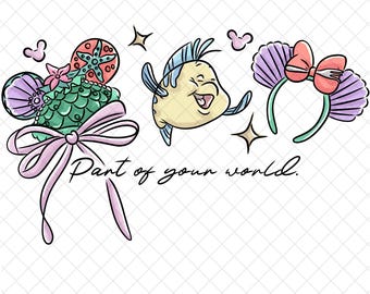 Ariel Doodle PNG: Magical Kingdom Sublimation Design (Digital Download 12x12 inches)