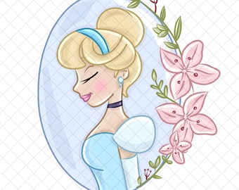 Princess Cind PNG Doodle: Magical Kingdom Digital Paper (12x12 inches)