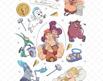 Magical Hercules Gladiator PNG Doodle: Cartoon Kingdom Digital Paper (12x12 inches)