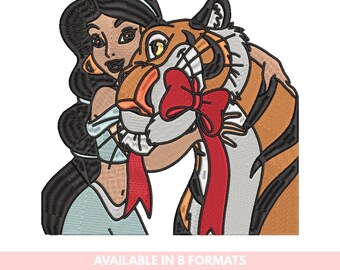 Jasmin and Rajah Embroidery Design: Magical Kingdom Cartoon (Instant Download)