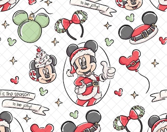 Transparant kerstpatroon magische muis: naadloos doodleontwerp (digitaal papier, png-bestand: 12 x 12 inch)