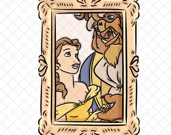 Marco mágico de la princesa Bella para San Valentín (PNG): Dibujo animado, diseño para sublimación
