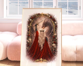 Manon, Witchling, Wyvern, Stag, Fan Art, Wall Art Print, Home, Office, Bookish, Bookstagram, Booktok